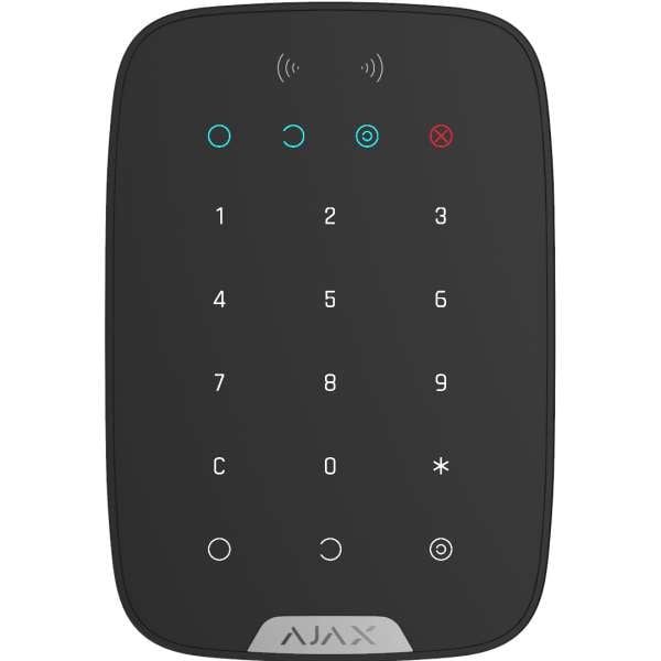 AJAX - KEYPAD PLUS BLACK Ασύρματο πληκτρολόγιο αφής με ενσωματωμένο Proximity Reader, σε μαύρο χρώμα.