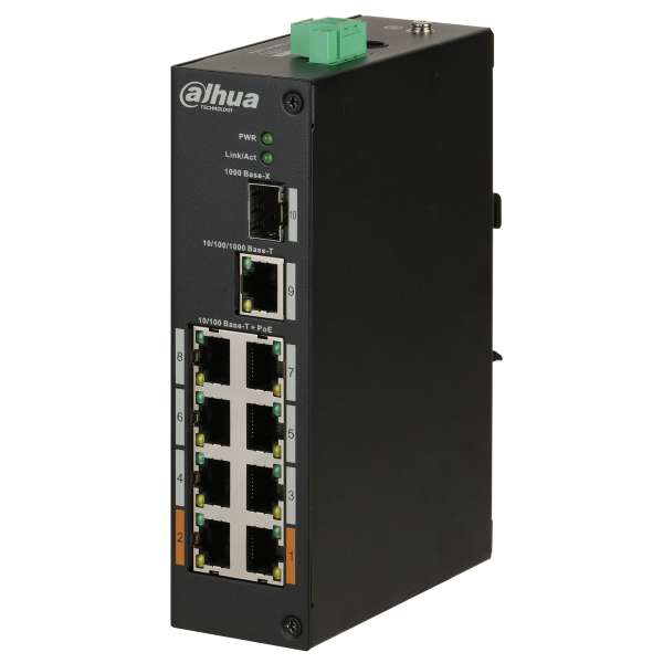 DAHUA - PFS3110-8ET-96-V2 Switch με 8 θύρες PoE, 1 θύρα uplink 1000Mbps και 1 θύρα SFP. (Unmanaged, Hardened)