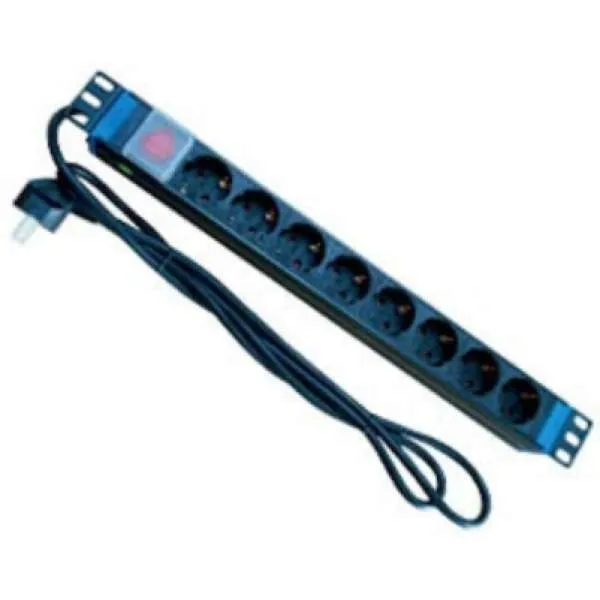 SAFEWELL - DST SW-1U-8GI-MS-G Πολύπριζο ασφαλείας 8 θέσεων με ενσωματωμένο διακόπτη, 1U, 16A και μήκος καλωδίου 2m, κατάλληλο για rack 19"