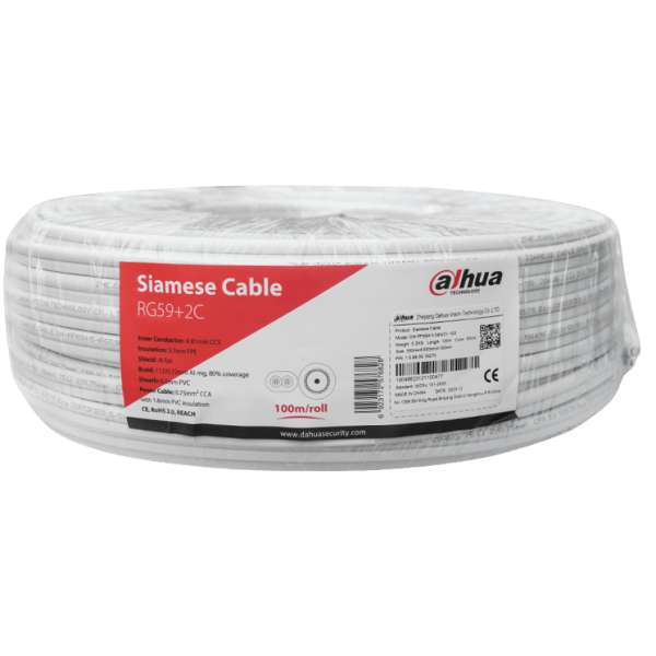 DAHUA - PFM941I-RG59N/21-100 Καλώδιο CCTV ομοαξονικό RG59 και 2 αγωγούς τροφοδοσίας. Κουλούρα 100 μέτρων.