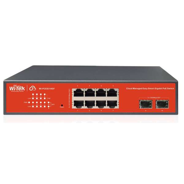WI-TEK - WI-PCES310GF Cloud Managed switch με 8 θύρες PoE 1000Μbps με 2 θύρες SFP 1000Mbps. Aπομακρυσμένη διαχείριση μέσω κινητού. Tροφοδοσία 120W.