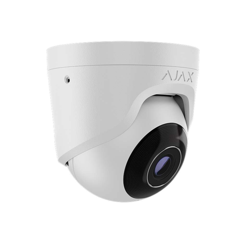 AJAX - TURRETCAM (5 MP/2.8mm) WHITE Ενσύρματη IP Turret κάμερα ανάλυσης 5MP (2800 x 1620px), με γωνία θέασης 100° - 110° και ενσωματωμένο μικρόφωνο, σε λευκό χρώμα.