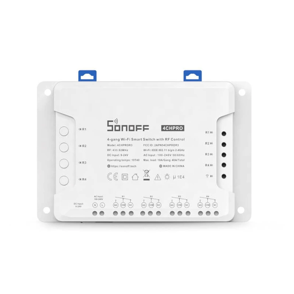 Sonoff 4CHPROR3 - Έξυπνος Ενδιάμεσος Διακόπτης 4 καναλιών με Wi-Fi και RF