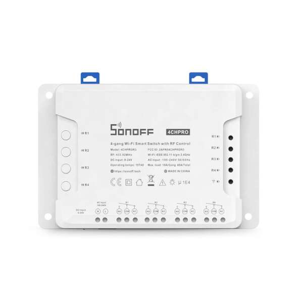 Sonoff 4CHPROR3 - Έξυπνος Ενδιάμεσος Διακόπτης 4 καναλιών με Wi-Fi και RF