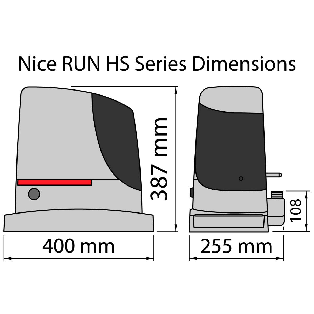 Nice RUN1200HS (σκέτο) - Γρήγορο Μοτέρ συρόμενης HIGH SPEED
