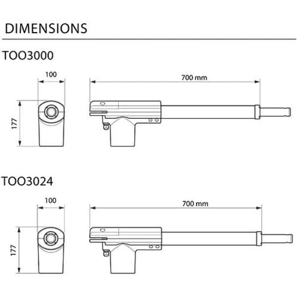 Nice TOO3000 (Basic Διπλό Kit) - Σετ μηχανισμών 230V για ανοιγόμενες αυλόπορτες έως 2m και 300kg