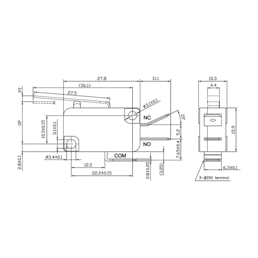 MICRO SWITCH ΛΑΜΑΚΙ ΚΑΝ:ΚΟ VM 05S 02C0 Z ZPY 2