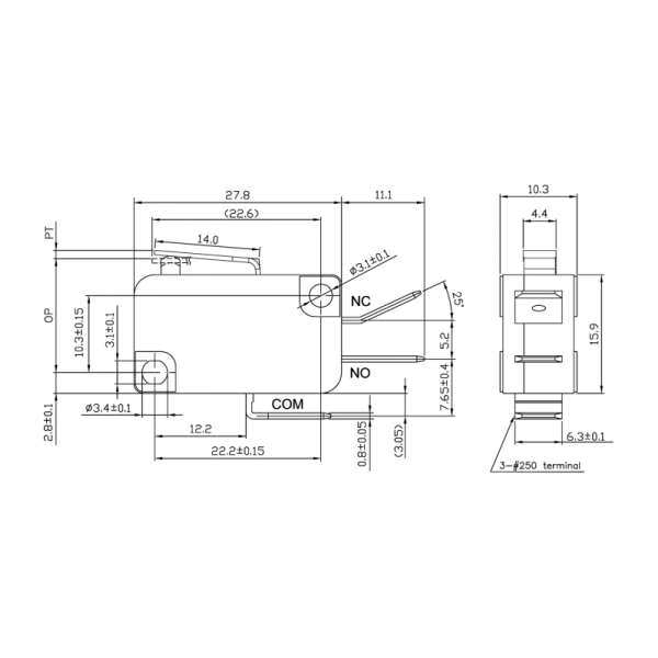 MICRO SWITCH ΛΑΜAKI ΚΟΝΤΟ VM 05S 01C0 Z ZPY 2