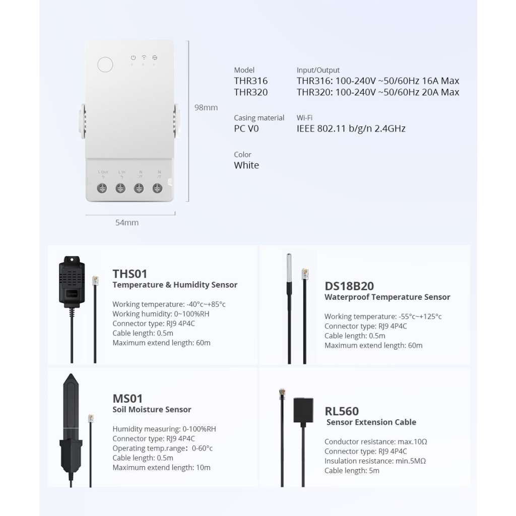 releu inteligent wifi sonoff thr316 230v 16a contact uscat no nc ecran lcd 758327